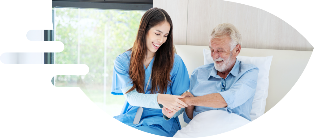 Female nurse helping an a senior man