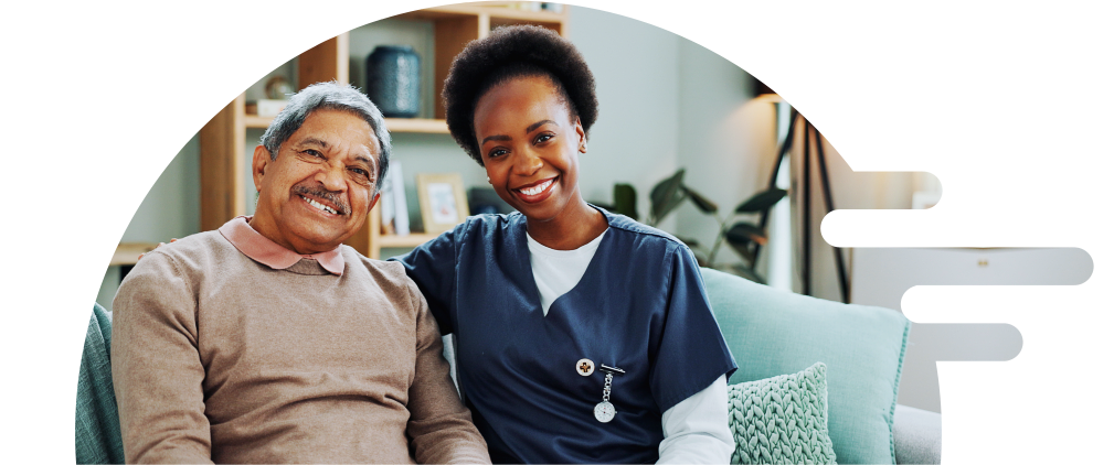 A nurse taking care of an elderly man