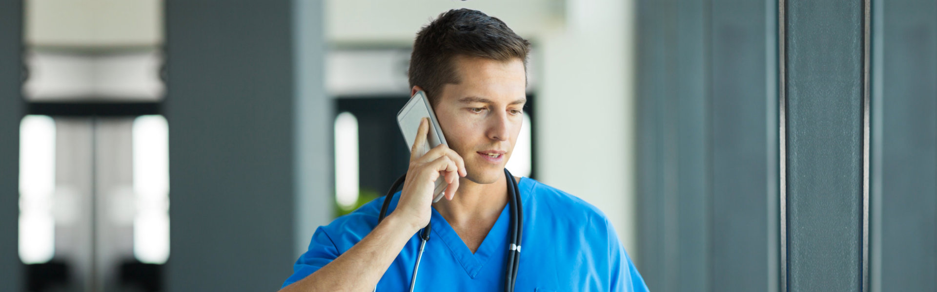 nurse calling on mobile phone